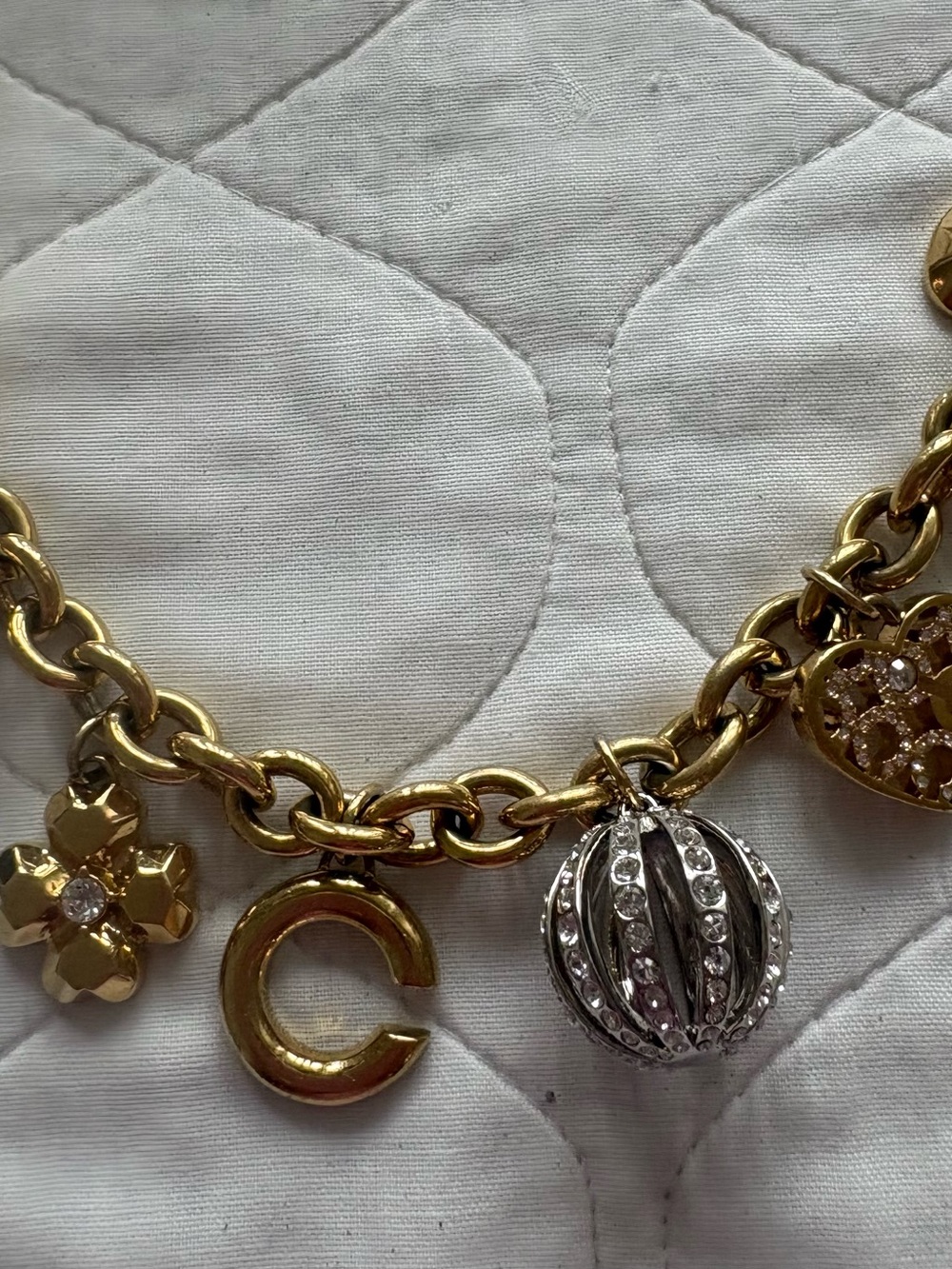 Coach Gold and Silver Tone Charm Bracelet with Crystal Accents - Picture 2 of 9